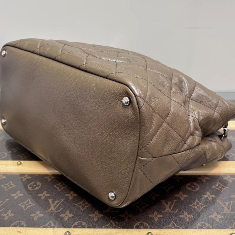 CHANEL/棕色銀扣雙C 手提肩背包32*25*15 98新配件塵袋-5