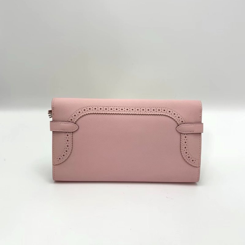 HERMES 櫻花粉銀扣Kelly long蕾絲長款錢包20*11*2.4 99新配件塵袋-1