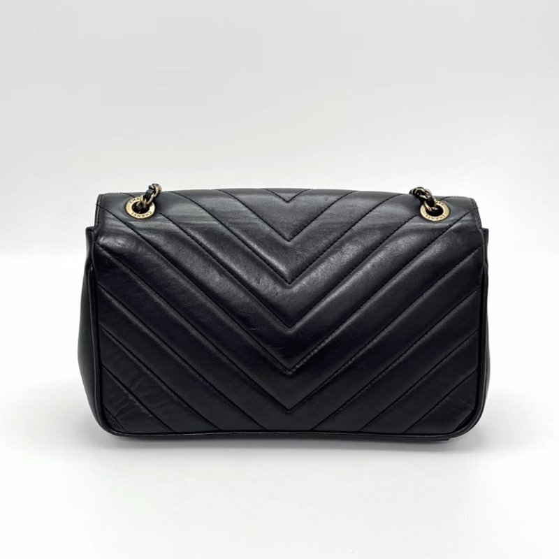 CHANEL復古黑金V紋肩背斜背包24*15*6 98新配件塵袋-5