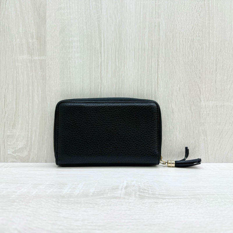 GUCCI黑色牛皮SOHO流蘇淡金ㄇ拉中夾351486-1