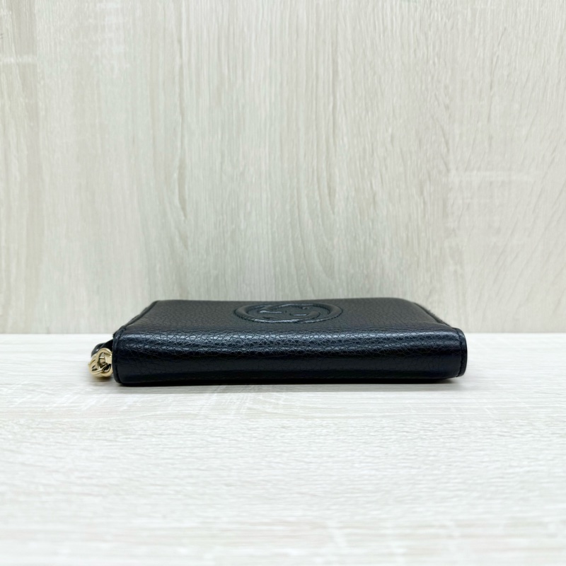 GUCCI黑色牛皮SOHO流蘇淡金ㄇ拉中夾351486-5