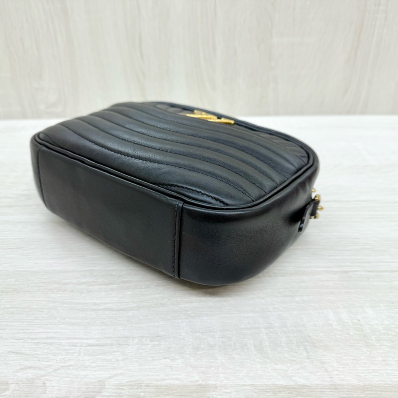 LV黑金牛皮縫線彩色皮標new wave拉鍊相機包M53682-6