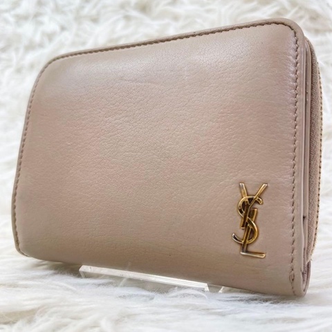 🌷YSL 奶茶色短夾 ｜經典花紋✦fufu style 精品✦ 氣質款｜皮夾.短夾.錢包