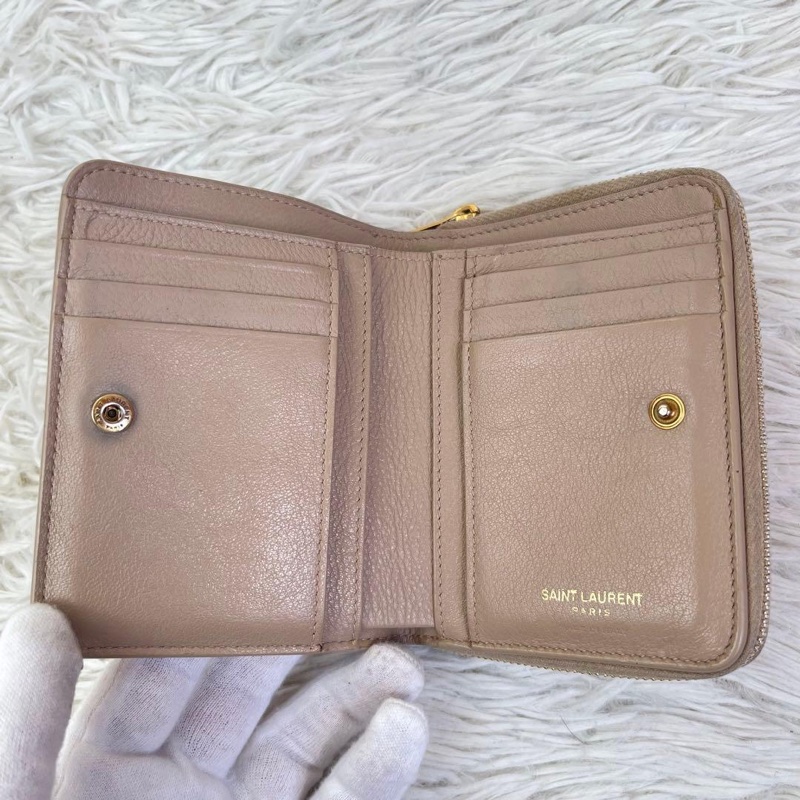 🌷YSL 奶茶色短夾 ｜經典花紋✦fufu style 精品✦ 氣質款｜皮夾.短夾.錢包-20