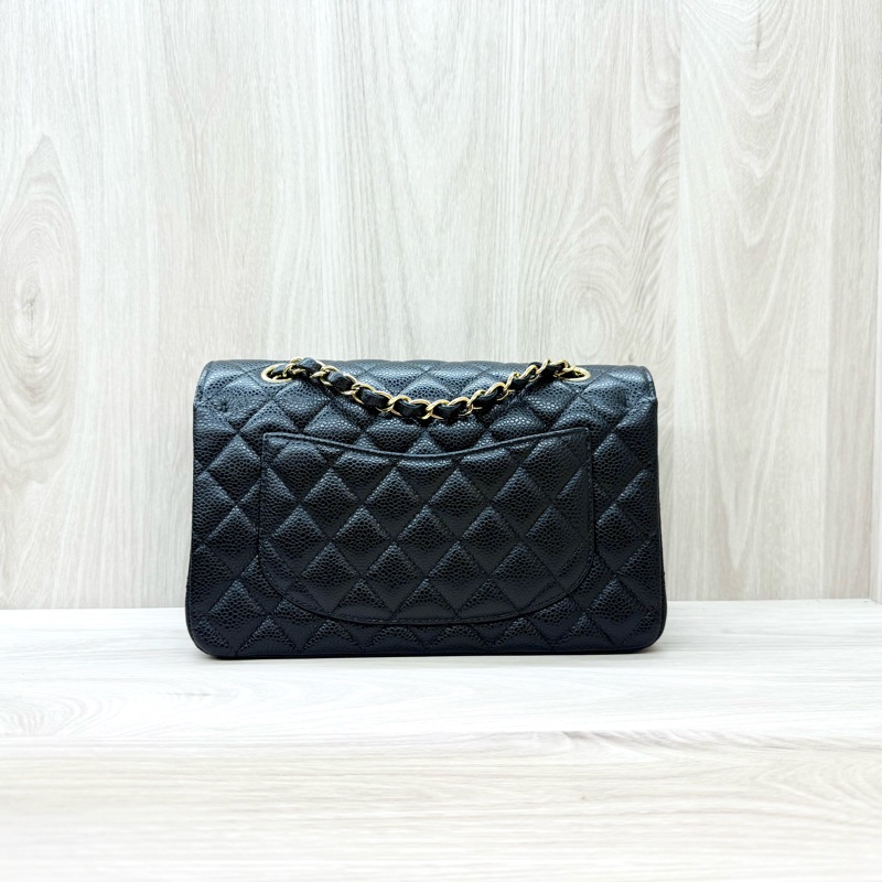 CHANEL黑金荔枝牛皮coco23口蓋包A01113-1