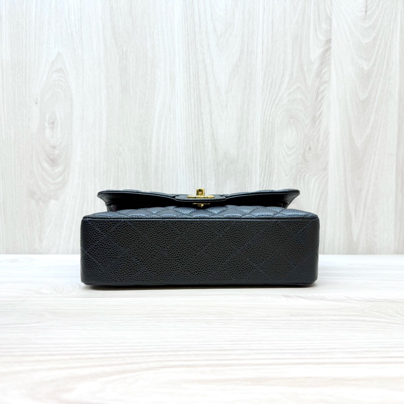 CHANEL黑金荔枝牛皮coco23口蓋包A01113-4