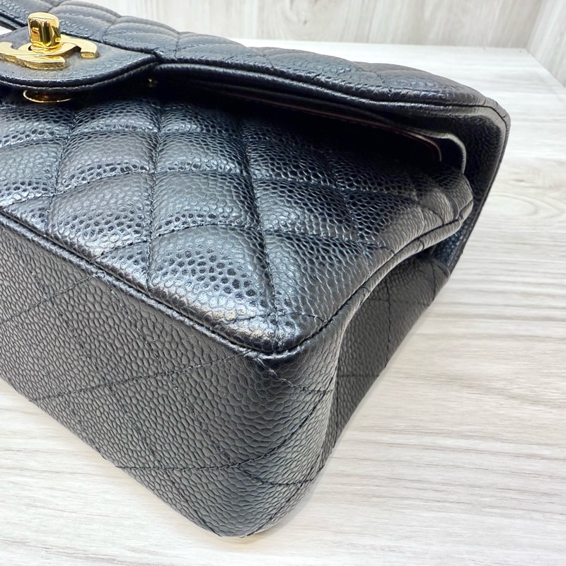 CHANEL黑金荔枝牛皮coco23口蓋包A01113-14