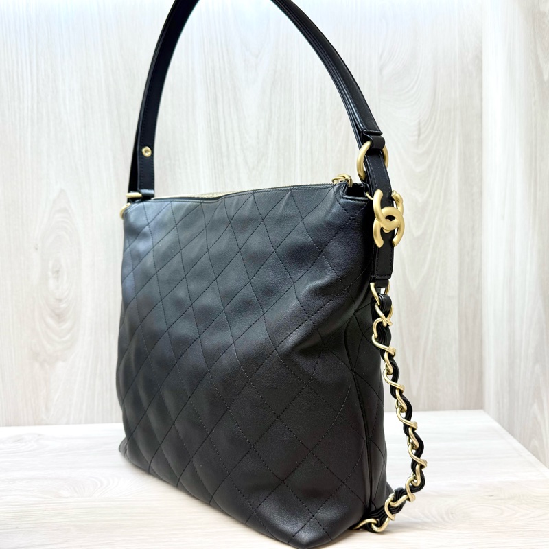 CHANEL黑牛皮HOBO BAG 兩用包AS5517-0