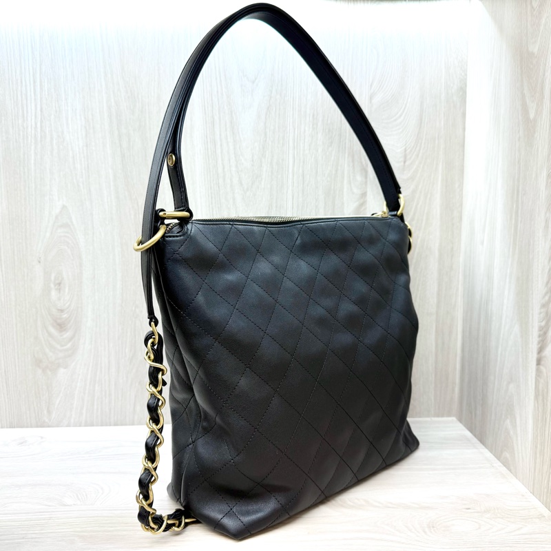 CHANEL黑牛皮HOBO BAG 兩用包AS5517-1