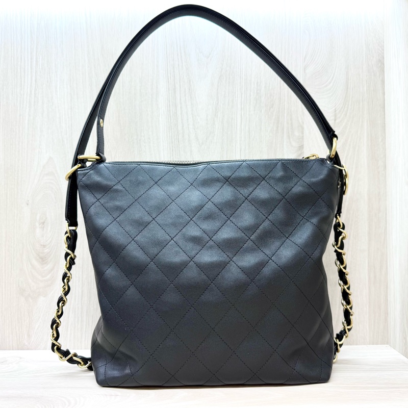 CHANEL黑牛皮HOBO BAG 兩用包AS5517-2