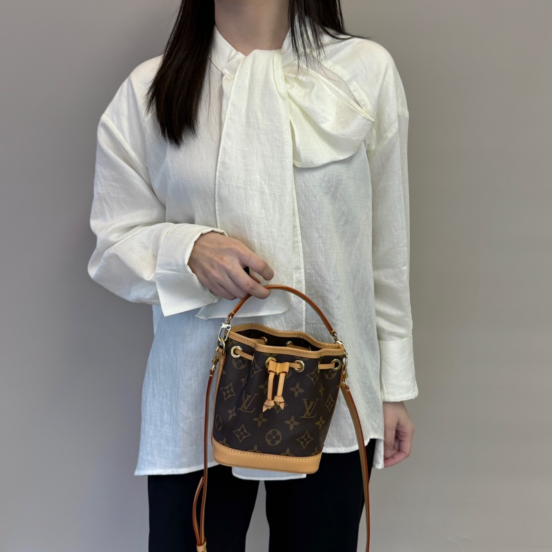 🥨超優惠路易威登小水桶LV原花Nano Noe束口水桶包M81266-1