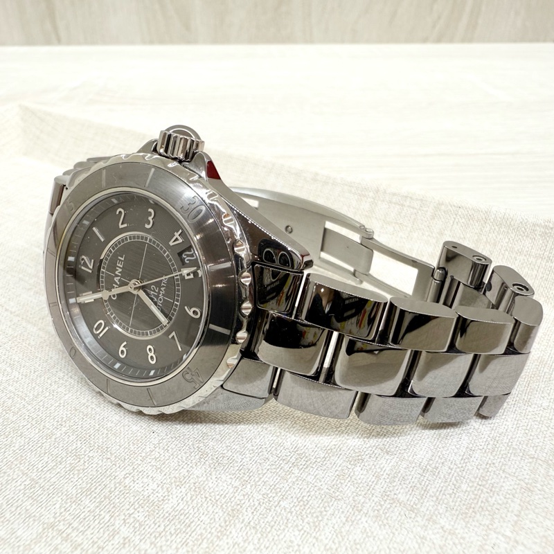 CHANEL銀灰色錶面38MM J12-3