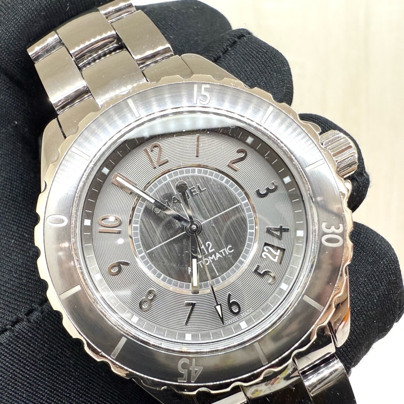 CHANEL銀灰色錶面38MM J12-11