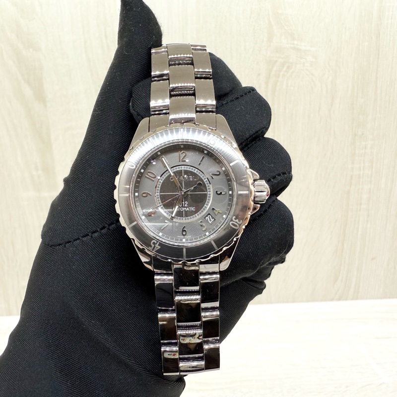 CHANEL銀灰色錶面38MM J12-12