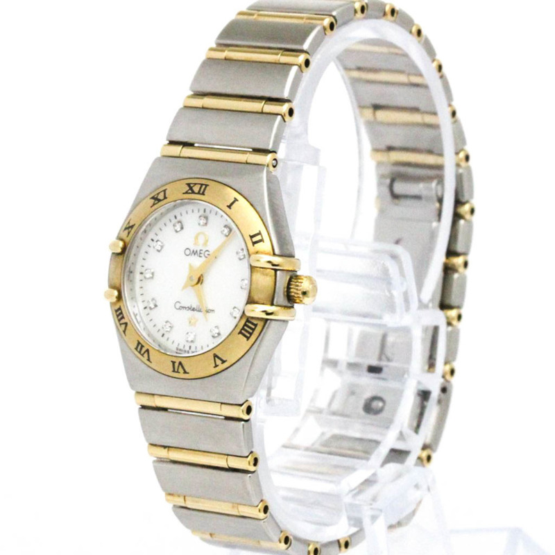 歐米茄星座系列鑲鑽珍珠貝母錶盤女士腕錶 1262.75 拋光-1