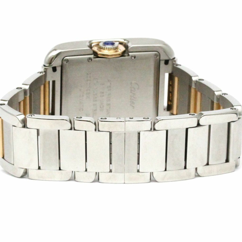 卡地亞 Tank Anglaise LM 鑲鑽 18K 玫瑰金精鋼男女通用腕錶 WT100025-4