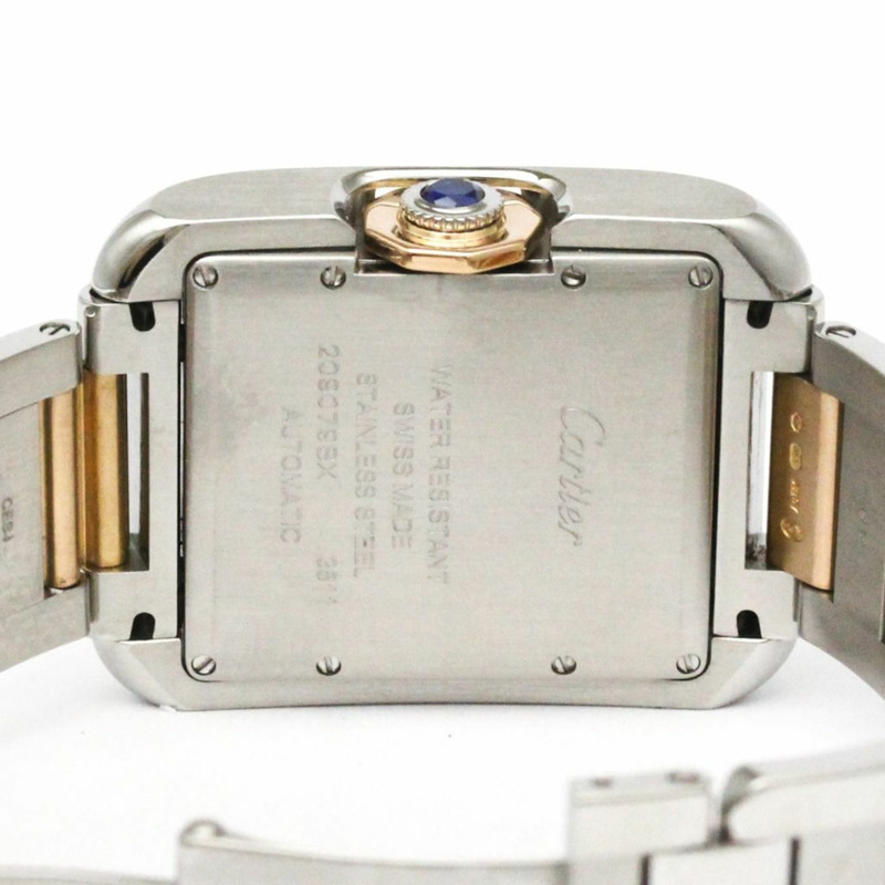 卡地亞 Tank Anglaise LM 鑲鑽 18K 玫瑰金精鋼男女通用腕錶 WT100025-5