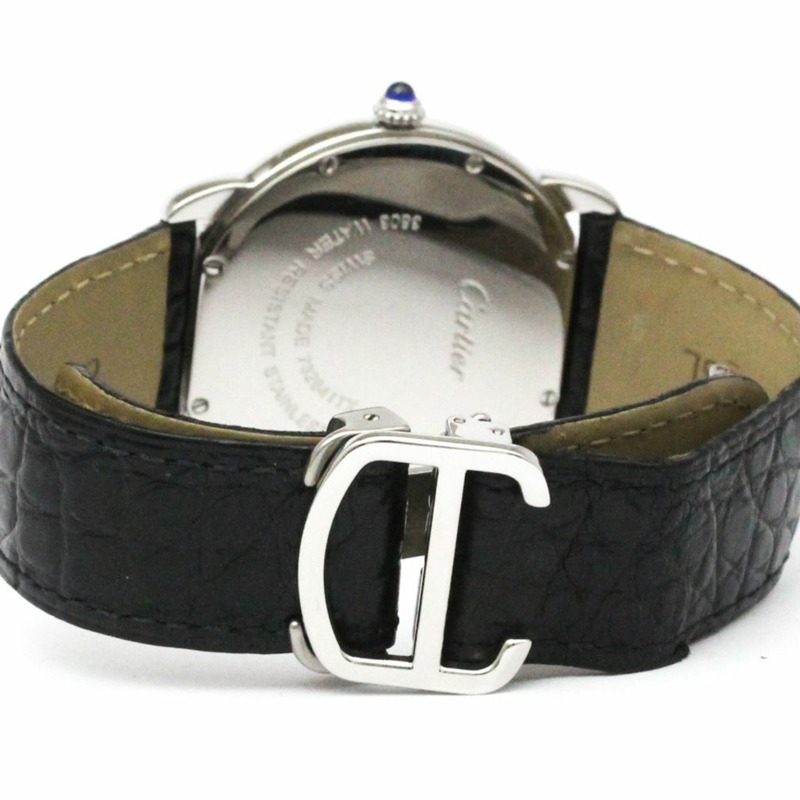 卡地亞 Ronde Solo LM 精鋼皮革石英男士腕錶 W6700255 拋光-4