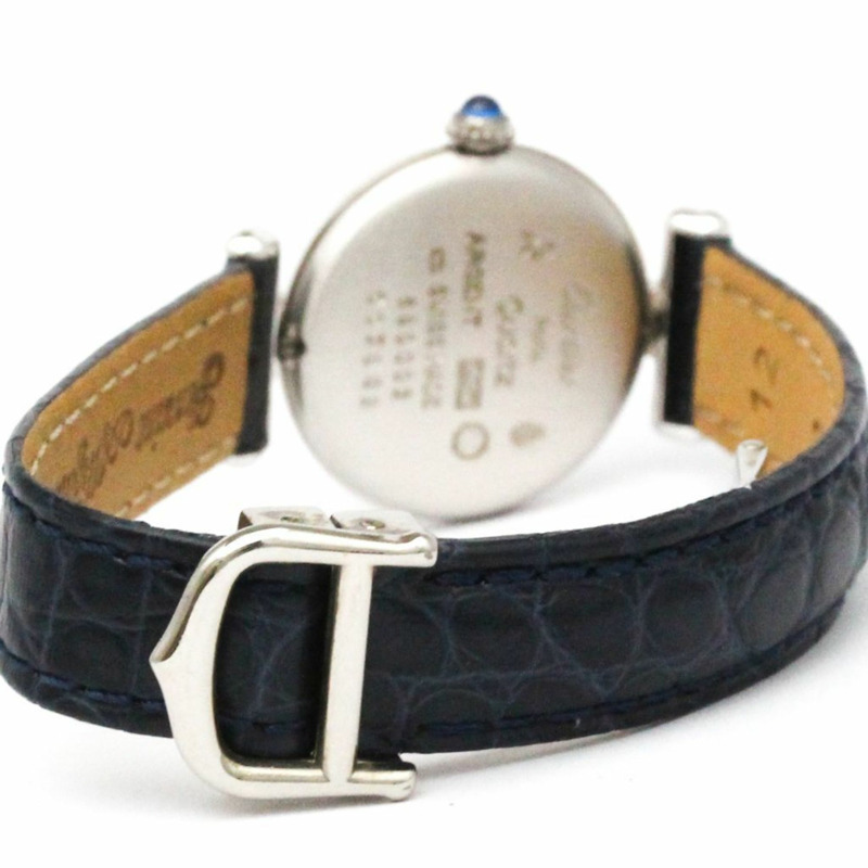 卡地亞 Must Colisee 925銀皮革石英女士腕錶-4