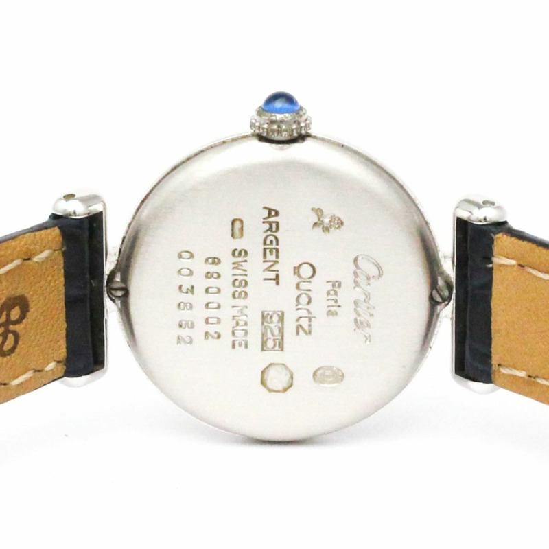 卡地亞 Must Colisee 925銀皮革石英女士腕錶-5