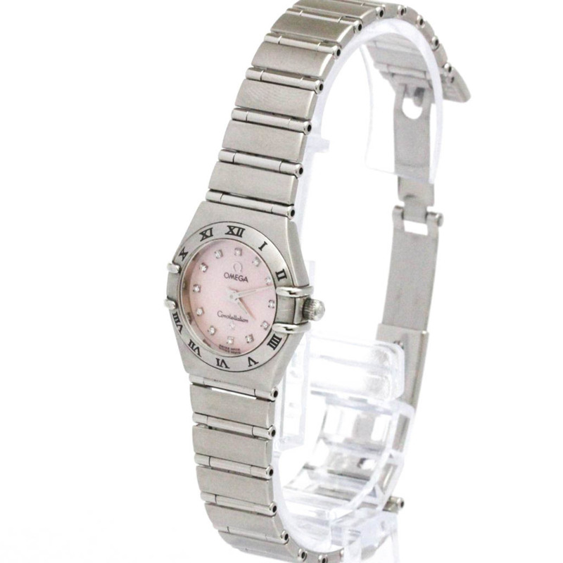 歐米茄星座系列鑽石粉紅珍珠貝母錶盤石英腕錶 1562.65-1