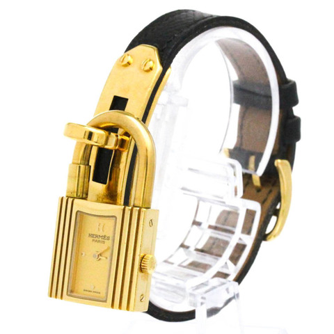 愛馬仕 Kelly 女士腕錶，鍍金皮革錶帶，石英機芯