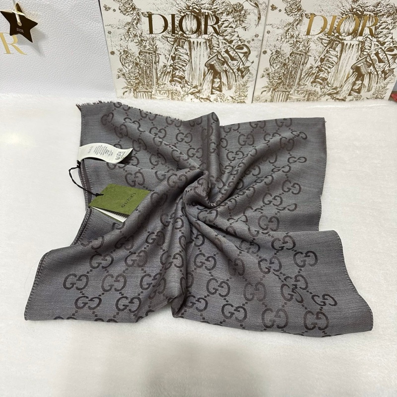 GUCCI 灰 咖  雙面 雙色 滿版 雙 G 全新 爆款 雙面 雙色 長圍巾-0