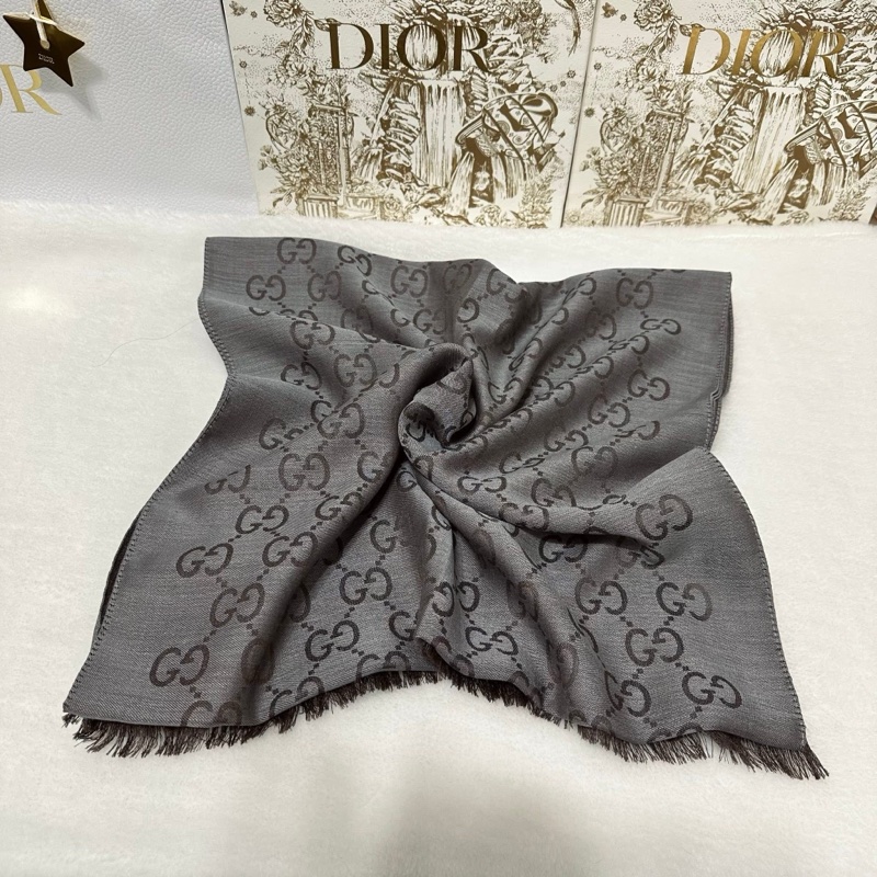 GUCCI 灰 咖  雙面 雙色 滿版 雙 G 全新 爆款 雙面 雙色 長圍巾-2