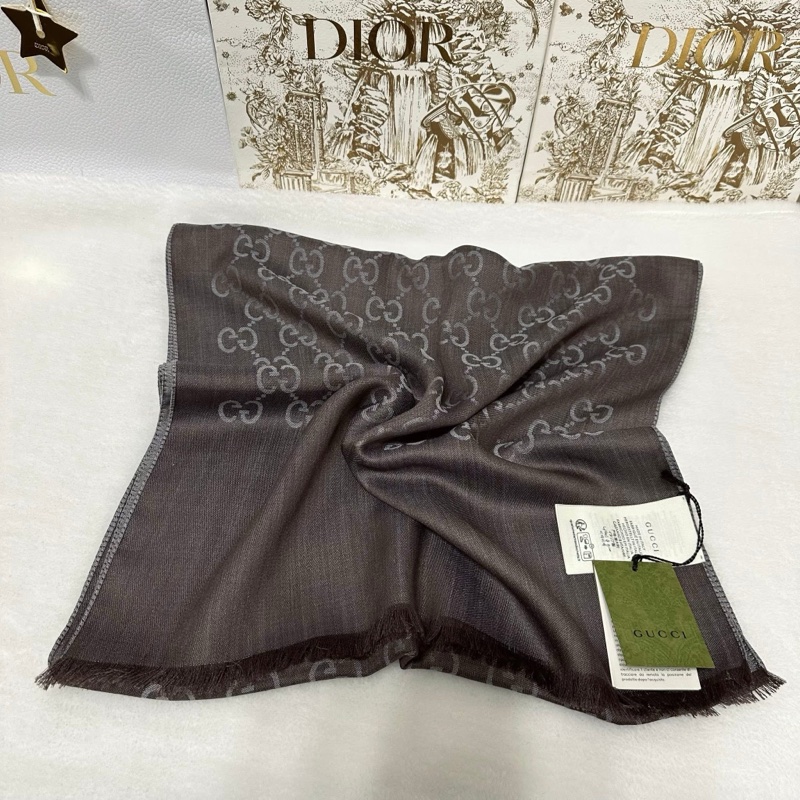 GUCCI 灰 咖  雙面 雙色 滿版 雙 G 全新 爆款 雙面 雙色 長圍巾-6