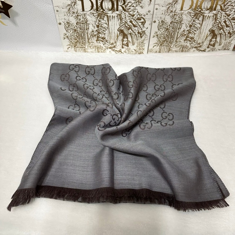 GUCCI 灰 咖  雙面 雙色 滿版 雙 G 全新 爆款 雙面 雙色 長圍巾-7