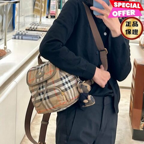 🎉新品好折扣✨Burberry 81189091 迷你 Horseshoe 雙肩包 沙米色