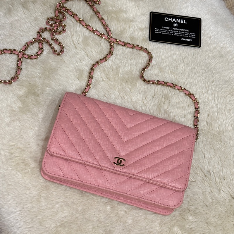賣三天到12/20下架🔥好用又很美的💓CHANEL WOC香奈兒 荔枝牛皮 粉色 斜背包-0