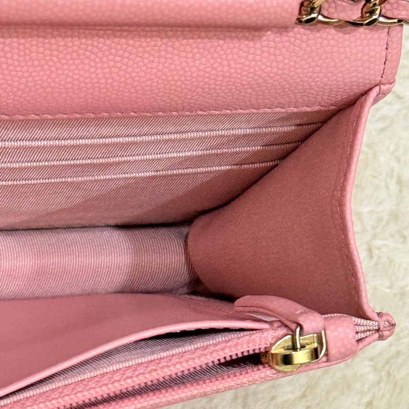 賣三天到12/20下架🔥好用又很美的💓CHANEL WOC香奈兒 荔枝牛皮 粉色 斜背包-28