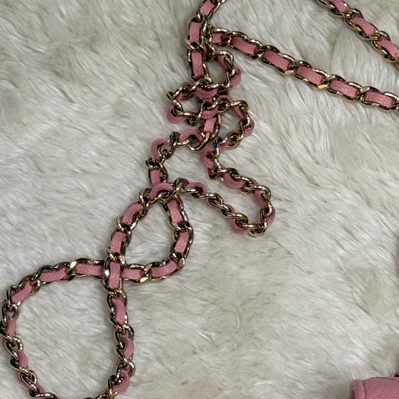 賣三天到12/20下架🔥好用又很美的💓CHANEL WOC香奈兒 荔枝牛皮 粉色 斜背包-45