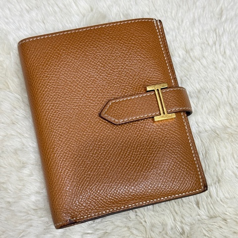 整體乾淨8成新✨HERMES 金棕金 Bearn H中夾 短夾 U刻2022