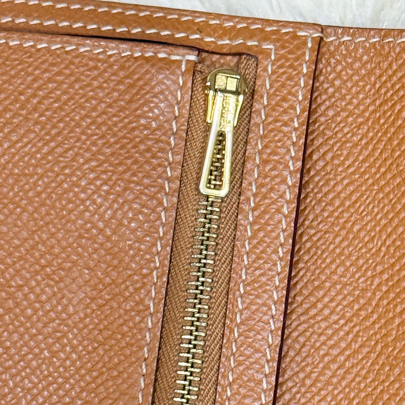 整體乾淨8成新✨HERMES 金棕金 Bearn H中夾 短夾-8