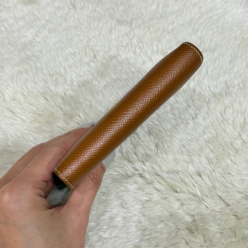 整體乾淨8成新✨HERMES 金棕金 Bearn H中夾 短夾-15
