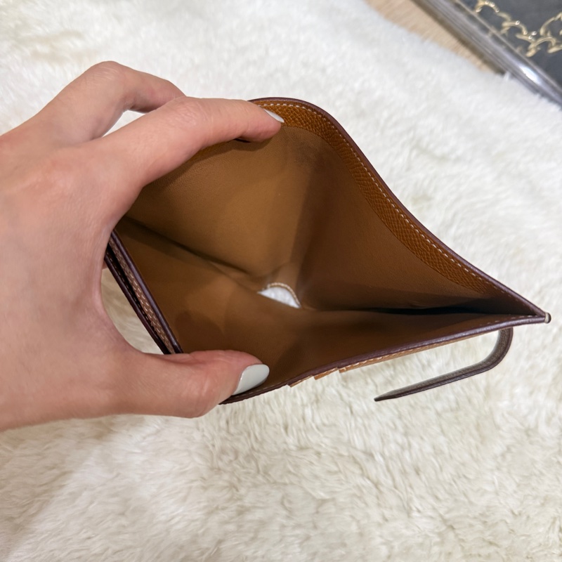 整體乾淨8成新✨HERMES 金棕金 Bearn H中夾 短夾-28