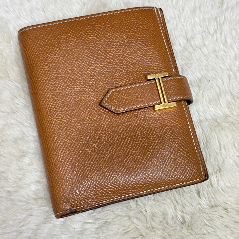 整體乾淨8成新✨HERMES 金棕金 Bearn H中夾 短夾-30