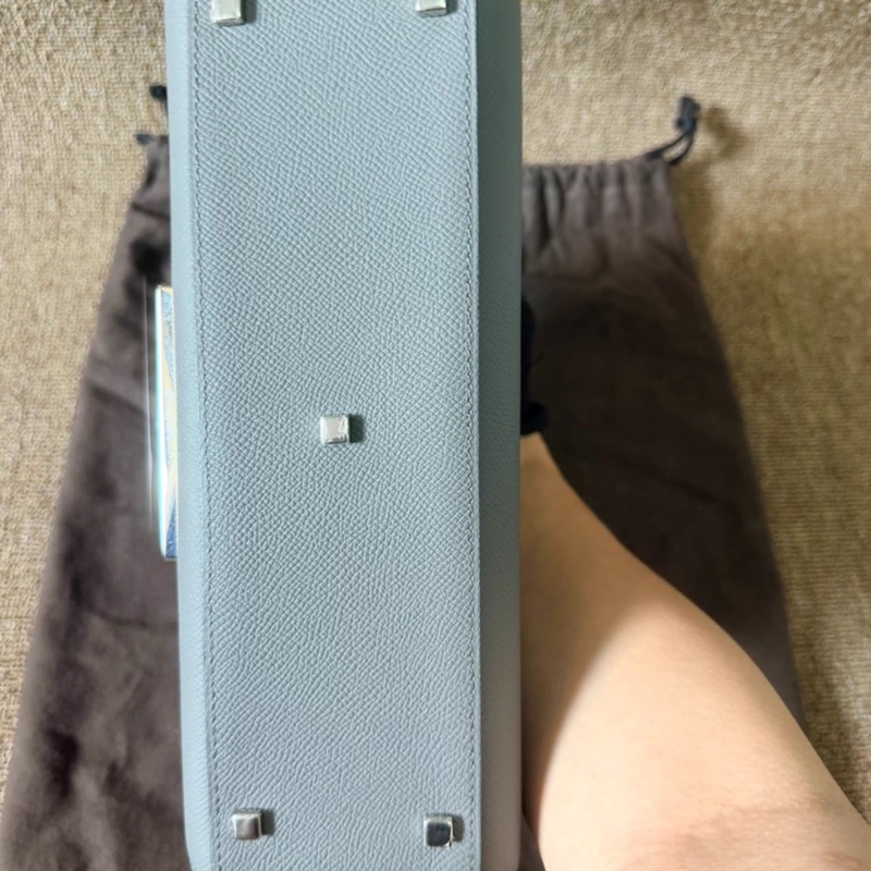 MOYNAT莫奈～Rejane～灰綠色銀扣皮革手提肩背包～經典百搭 非常值得入手的一款包包～尺寸26*10*18cm-2