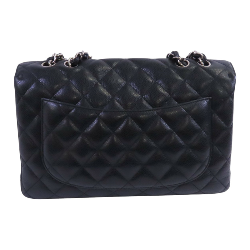 CHANEL 牛皮皮革Large Classic銀扣鏈帶肩背袋-1