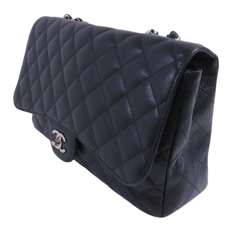 CHANEL 牛皮皮革Large Classic銀扣鏈帶肩背袋-2