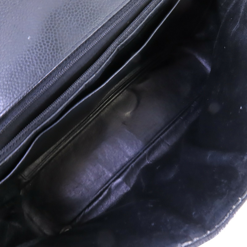 CHANEL 牛皮皮革Large Classic銀扣鏈帶肩背袋-4