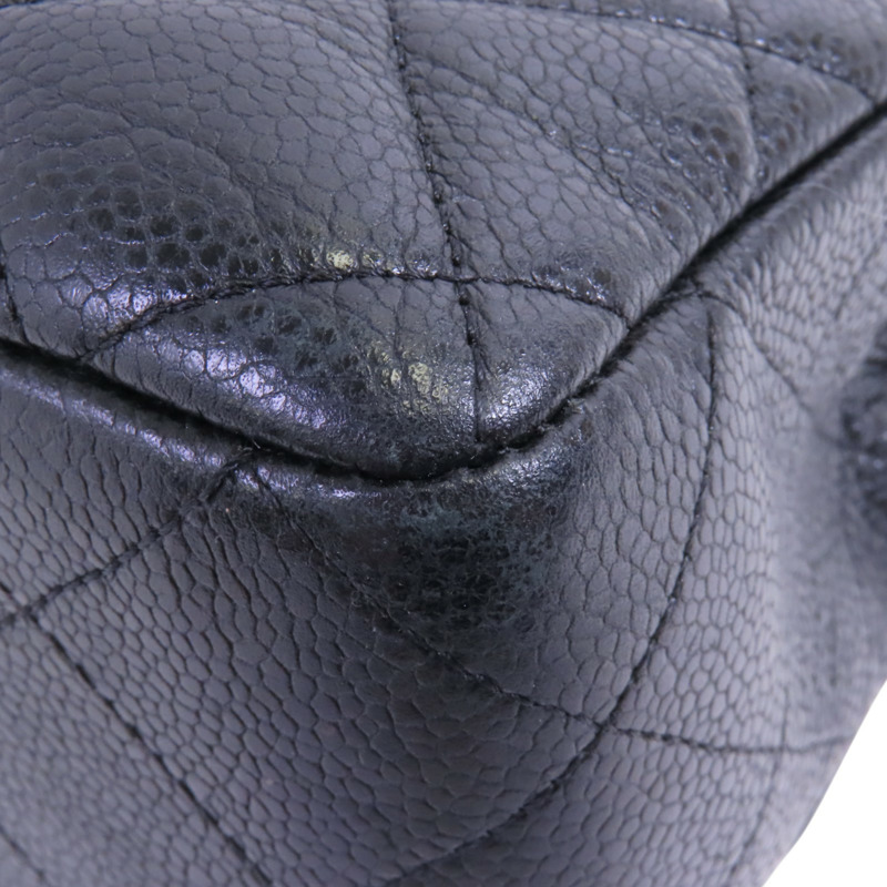 CHANEL 牛皮皮革Large Classic銀扣鏈帶肩背袋-14