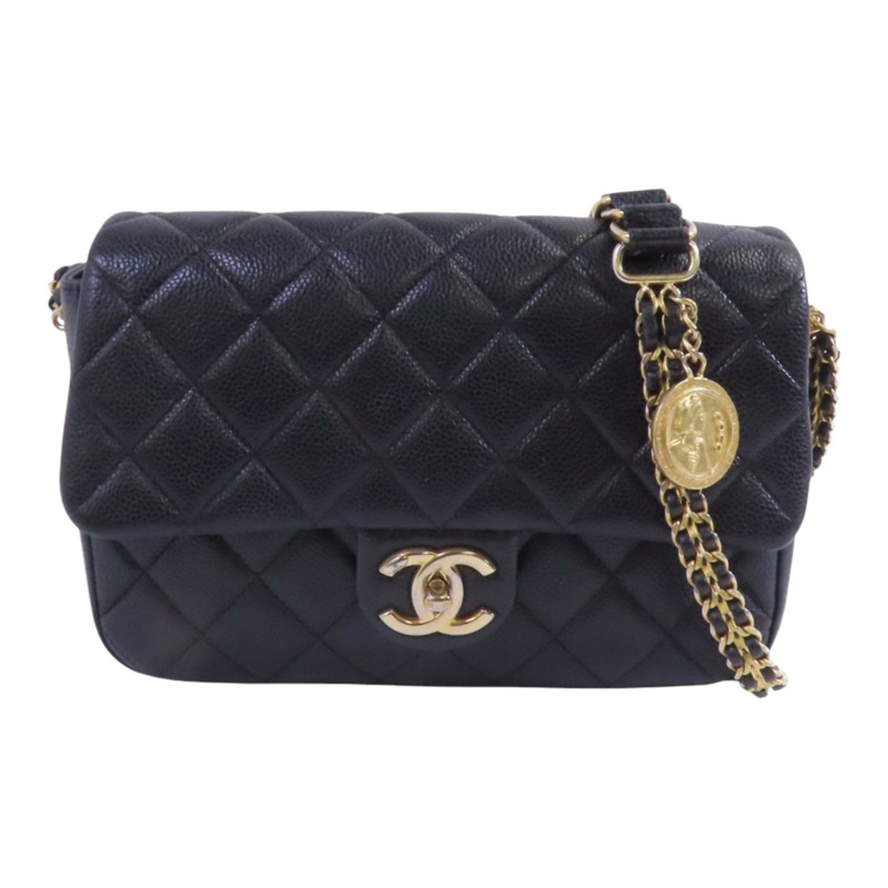 CHANEL 牛皮皮革Chain Shoulder Bag金扣鏈帶肩背袋-0