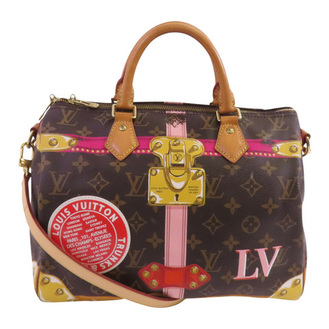 LOUIS VUITTON Monogram Speedy Bandouliere 30 Summer Trunk金扣手挽肩背兩用袋