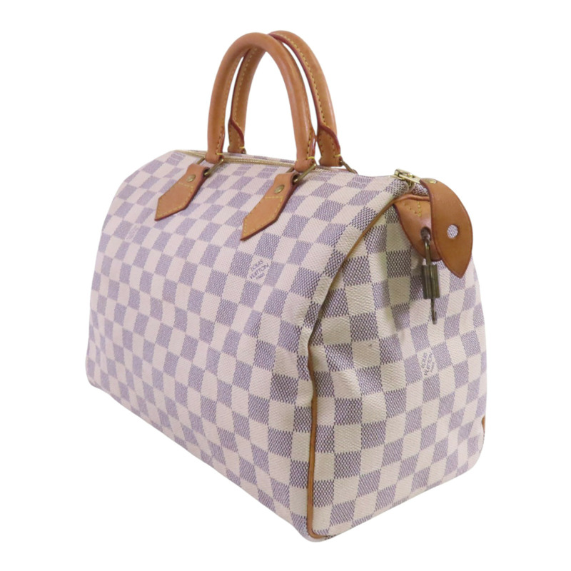 LOUIS VUITTON Damier Azur Speedy 30金扣手挽袋-2