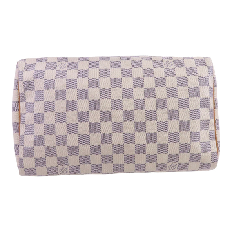 LOUIS VUITTON Damier Azur Speedy 30金扣手挽袋-3
