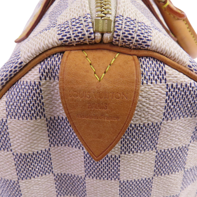 LOUIS VUITTON Damier Azur Speedy 30金扣手挽袋-5