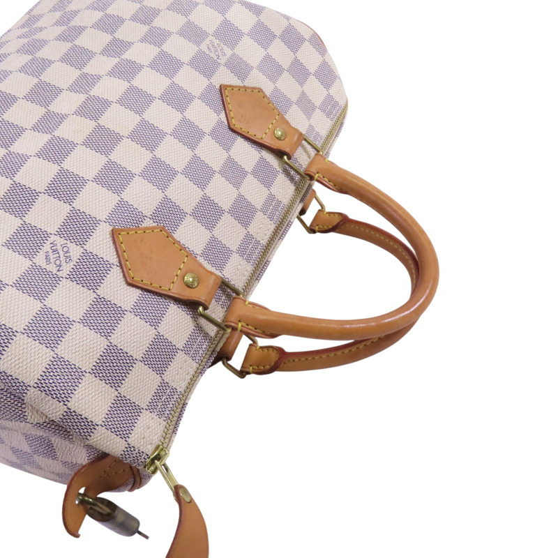 LOUIS VUITTON Damier Azur Speedy 30金扣手挽袋-7